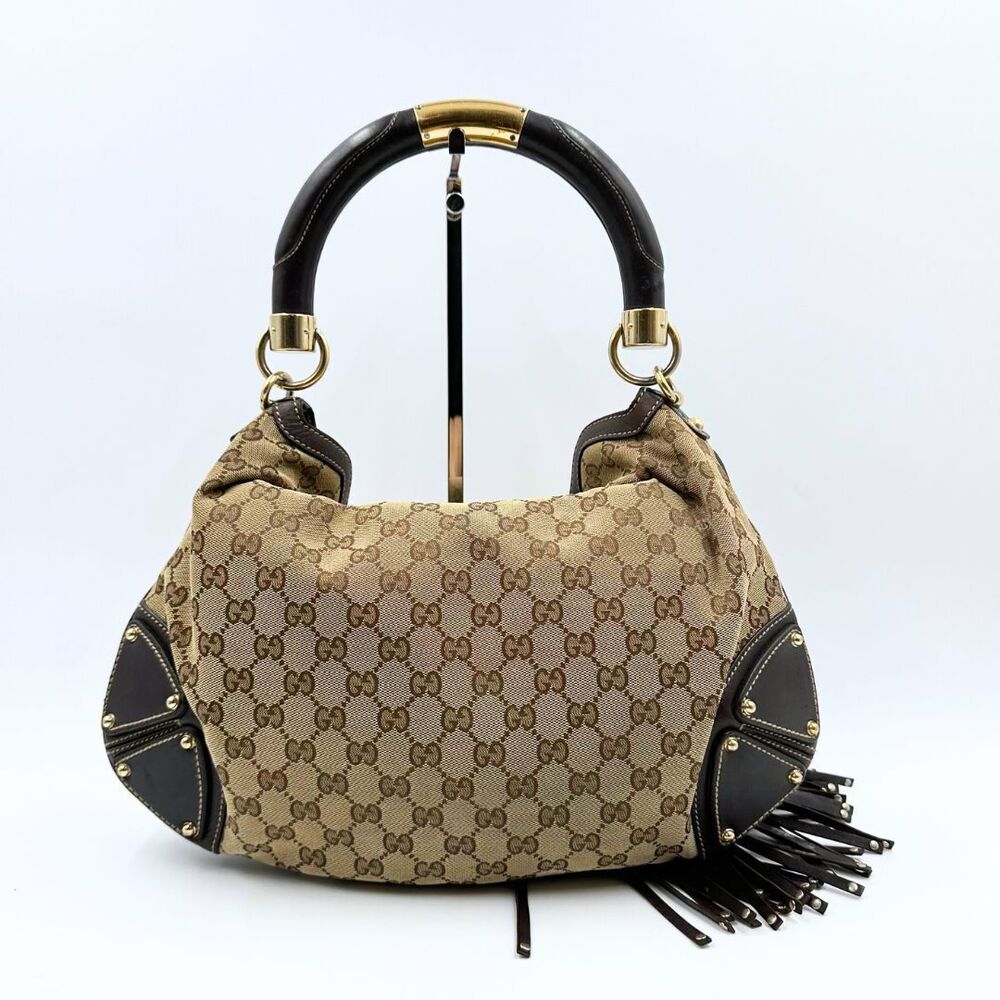Gucci Indy GG Canvas Bamboo Shoulder Bag - Picture 4 of 10